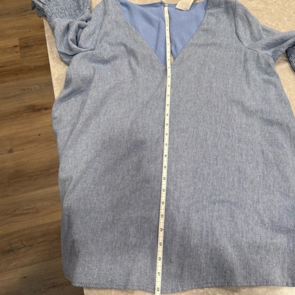 Free People Blue Chambray Bell Sleeve Mini Long Sleeve Dress Medium - Picture 10 of 11
